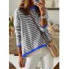 image:imageDokotoo Womens Long Sleeve Sweaters Casual Crewneck Fashion Spring Striped Color Block Shirts High Low Pullover Sweater TopsB Black