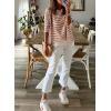 image:imageDokotoo Womens Long Sleeve Sweaters Casual Crewneck Fashion Spring Striped Color Block Shirts High Low Pullover Sweater TopsB Brown