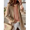 image:imageDokotoo Womens Long Sleeve Sweaters Casual Crewneck Fashion Spring Striped Color Block Shirts High Low Pullover Sweater TopsB Brown
