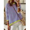 image:imageDokotoo Womens Long Sleeve Sweaters Casual Crewneck Fashion Spring Striped Color Block Shirts High Low Pullover Sweater TopsB Green