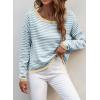 image:imageDokotoo Womens Long Sleeve Sweaters Casual Crewneck Fashion Spring Striped Color Block Shirts High Low Pullover Sweater TopsB Teal