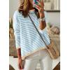 image:imageDokotoo Womens Long Sleeve Sweaters Casual Crewneck Fashion Spring Striped Color Block Shirts High Low Pullover Sweater TopsB Teal