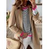 image:imageDokotoo Womens Long Sleeve Sweaters Casual Crewneck Fashion Spring Striped Color Block Shirts High Low Pullover Sweater TopsD Black