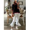 image:imageDokotoo Womens Long Sleeve Sweaters Casual Crewneck Fashion Spring Striped Color Block Shirts High Low Pullover Sweater TopsF Black