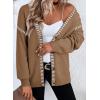 image:imageDokotoo Womens Oversized Cardigan Sweaters Casual Coats Long Sleeve Button Front Stripes Trim Fall OutfitsCamel