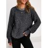 image:imageDokotoo Womens Oversized Cozy Sweaters 2025 Long Sleeve Waffle Knit Casual Chunky Pullover Sweater Winter ClothesBlack