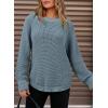 image:imageDokotoo Womens Oversized Cozy Sweaters 2025 Long Sleeve Waffle Knit Casual Chunky Pullover Sweater Winter ClothesBlue