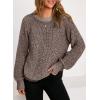 image:imageDokotoo Womens Oversized Cozy Sweaters 2025 Long Sleeve Waffle Knit Casual Chunky Pullover Sweater Winter ClothesDark Brown