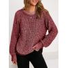image:imageDokotoo Womens Oversized Cozy Sweaters 2025 Long Sleeve Waffle Knit Casual Chunky Pullover Sweater Winter ClothesRed Dahlia