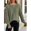 image:imageDokotoo Womens Oversized Cozy Sweaters 2025 Long Sleeve Waffle Knit Casual Chunky Pullover Sweater Winter ClothesVineyard Green