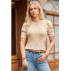 image:imageDokotoo Womens Short Puff Sleeve Knit Tops 2025 Round Neck Hollow Out Tops Cozy Sweaters for WomenApricot