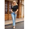 image:imageDokotoo Womens Short Puff Sleeve Knit Tops 2025 Round Neck Hollow Out Tops Cozy Sweaters for WomenBlack