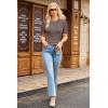 image:imageDokotoo Womens Short Puff Sleeve Knit Tops 2025 Round Neck Hollow Out Tops Cozy Sweaters for WomenBrown