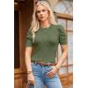 image:imageDokotoo Womens Short Puff Sleeve Knit Tops 2025 Round Neck Hollow Out Tops Cozy Sweaters for WomenGreen
