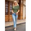 image:imageDokotoo Womens Short Puff Sleeve Knit Tops 2025 Round Neck Hollow Out Tops Cozy Sweaters for WomenGreen