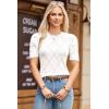 image:imageDokotoo Womens Short Puff Sleeve Knit Tops 2025 Round Neck Hollow Out Tops Cozy Sweaters for WomenWhite