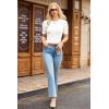 image:imageDokotoo Womens Short Puff Sleeve Knit Tops 2025 Round Neck Hollow Out Tops Cozy Sweaters for WomenWhite