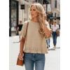 image:imageDokotoo Womens Short Sleeve Sweaters Tops Oversized Summer Casual Ruffled Hem Knit Pullover Cute Solid Color Crochet BlousesApricot