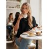 image:imageDokotoo Womens Short Sleeve Sweaters Tops Oversized Summer Casual Ruffled Hem Knit Pullover Cute Solid Color Crochet BlousesBlack