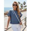 image:imageDokotoo Womens Short Sleeve Sweaters Tops Oversized Summer Casual Ruffled Hem Knit Pullover Cute Solid Color Crochet BlousesBlue
