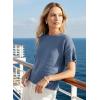 image:imageDokotoo Womens Short Sleeve Sweaters Tops Oversized Summer Casual Ruffled Hem Knit Pullover Cute Solid Color Crochet BlousesBlue