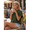 image:imageDokotoo Womens Short Sleeve Sweaters Tops Oversized Summer Casual Ruffled Hem Knit Pullover Cute Solid Color Crochet BlousesGreen