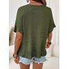 image:imageDokotoo Womens Short Sleeve Sweaters Tops Oversized Summer Casual Ruffled Hem Knit Pullover Cute Solid Color Crochet BlousesGreen