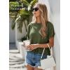 image:imageDokotoo Womens Short Sleeve Sweaters Tops Oversized Summer Casual Ruffled Hem Knit Pullover Cute Solid Color Crochet BlousesGreen