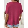 image:imageDokotoo Womens Short Sleeve Sweaters Tops Oversized Summer Casual Ruffled Hem Knit Pullover Cute Solid Color Crochet BlousesHot Pink
