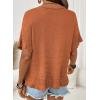 image:imageDokotoo Womens Short Sleeve Sweaters Tops Oversized Summer Casual Ruffled Hem Knit Pullover Cute Solid Color Crochet BlousesOrange