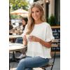 image:imageDokotoo Womens Short Sleeve Sweaters Tops Oversized Summer Casual Ruffled Hem Knit Pullover Cute Solid Color Crochet BlousesWhite