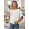 image:imageDokotoo Womens Short Sleeve Sweaters Tops Oversized Summer Casual Ruffled Hem Knit Pullover Cute Solid Color Crochet BlousesWhite