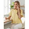 image:imageDokotoo Womens Short Sleeve Sweaters Tops Oversized Summer Casual Ruffled Hem Knit Pullover Cute Solid Color Crochet BlousesYellow