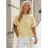 image:imageDokotoo Womens Short Sleeve Sweaters Tops Oversized Summer Casual Ruffled Hem Knit Pullover Cute Solid Color Crochet BlousesYellow