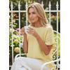 image:imageDokotoo Womens Short Sleeve Sweaters Tops Oversized Summer Casual Ruffled Hem Knit Pullover Cute Solid Color Crochet BlousesYellow