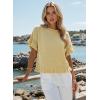 image:imageDokotoo Womens Short Sleeve Sweaters Tops Oversized Summer Casual Ruffled Hem Knit Pullover Cute Solid Color Crochet BlousesYellow