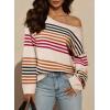 image:imageDokotoo Womens Striped Casual Sweaters 2025 Fall Trendy Loose Fit Knit Pullover TopsBeige