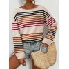image:imageDokotoo Womens Striped Casual Sweaters 2025 Fall Trendy Loose Fit Knit Pullover TopsBeige
