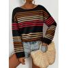 image:imageDokotoo Womens Striped Casual Sweaters 2025 Fall Trendy Loose Fit Knit Pullover TopsBlack