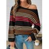image:imageDokotoo Womens Striped Casual Sweaters 2025 Fall Trendy Loose Fit Knit Pullover TopsBlack