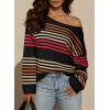 image:imageDokotoo Womens Striped Casual Sweaters 2025 Fall Trendy Loose Fit Knit Pullover TopsBlack
