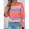 image:imageDokotoo Womens Striped Casual Sweaters 2025 Fall Trendy Loose Fit Knit Pullover TopsPeach Blossom