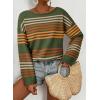 image:imageDokotoo Womens Striped Casual Sweaters 2025 Fall Trendy Loose Fit Knit Pullover TopsVineyard Green