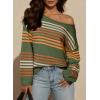 image:imageDokotoo Womens Striped Casual Sweaters 2025 Fall Trendy Loose Fit Knit Pullover TopsVineyard Green