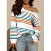image:imageDokotoo Womens Striped Casual Sweaters 2025 Fall Trendy Loose Fit Knit Pullover TopsWhite