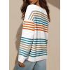 image:imageDokotoo Womens Striped Casual Sweaters 2025 Fall Trendy Loose Fit Knit Pullover TopsWhite