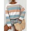 image:imageDokotoo Womens Striped Casual Sweaters 2025 Fall Trendy Loose Fit Knit Pullover TopsWhite