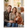 image:imageDokotoo Womens Sweaters 2025 Long Sleeve Crewneck Casual Tops Lightweight Wool Pullover Jumper ShirtsApricot Stripe