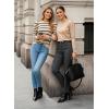 image:imageDokotoo Womens Sweaters 2025 Long Sleeve Crewneck Casual Tops Lightweight Wool Pullover Jumper ShirtsApricot Stripe