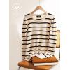 image:imageDokotoo Womens Sweaters 2025 Long Sleeve Crewneck Casual Tops Lightweight Wool Pullover Jumper ShirtsApricot Stripe